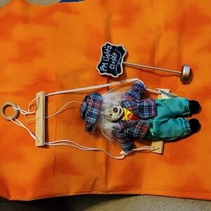 Albert E. Price Inc. Vintage Swing Clown Porcelain Head Green Plaid
